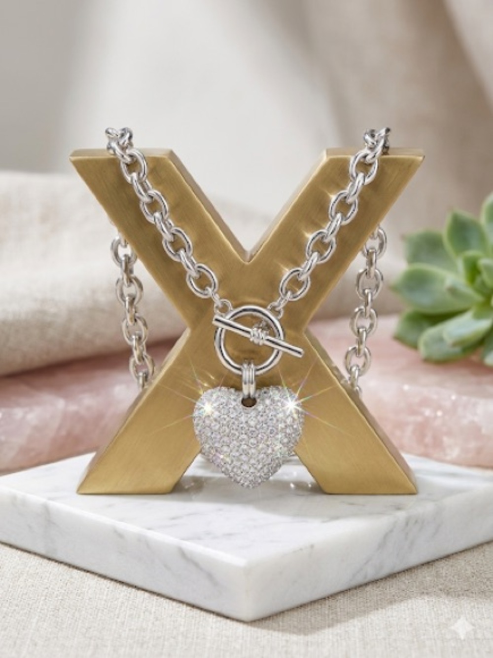 14k White Gold - Filled Pavé Heart Pendant Necklace